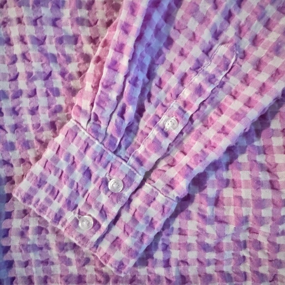 Womens A New Day Plaid Button-Up Shirt Pink White gingham Check Size Medium - Picture 7 of 7